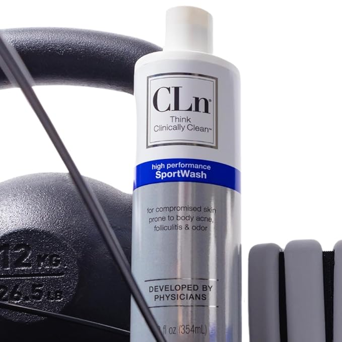 CLn® SportWash – High-Performance Sport Body Wash, For Men & Women Prone to Body Odor, Foot Odor, Ringworm, Folliculitis, & Back Acne, Fragrance-Free & Paraben-Free, 12 fl. oz.