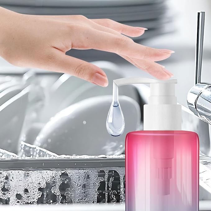 12 Pack 6.8 oz Refillable Pump Bottles - Empty Clear Gradient Color Plastic Dispensers for Lotion, Shampoo, Soap & Cream