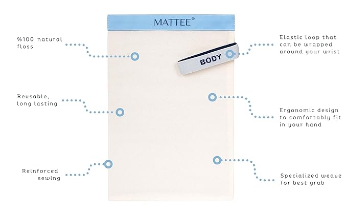 MATTEE - Kessa Glove - 2 Packs of Premium Exfoliating Mitt - Self-Tan Remover - Ensures Smooth and Soft Skin, Helps Avoid Keratosis Pilaris, Ingrown Hair and Cellulite - Natural - Roughness: Medium