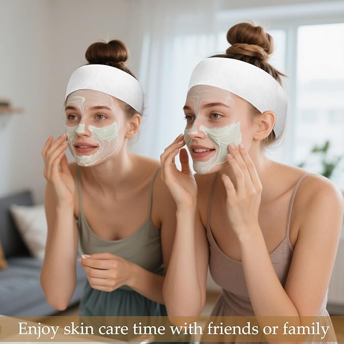 100 Pieces Disposable Spa Facial Hairbands – Soft Stretch Fabric, Adjustable Size Freely, Fits All Head Sizes – For Facial, Spa, Skincare, Makeup, Salon, and Daily Use