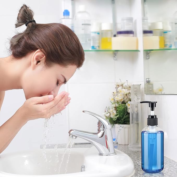 48 Pcs Pump Bottle Lotion Dispenser Refillable Shampoo Conditioner Hand Soap Dispenser Plastic Empty 8oz/250ml Clear Reusable Body Wash Container Bulk(Clear, White, Black)