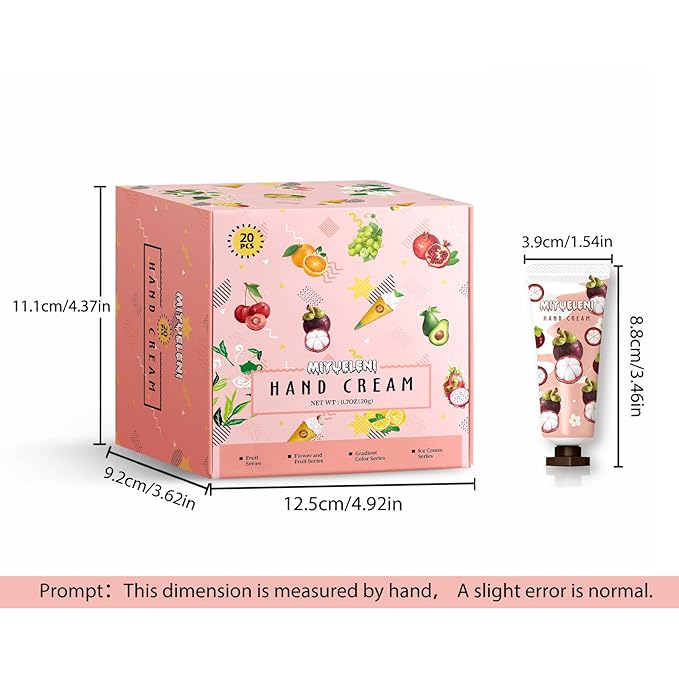 20 Pack Hand Cream Gift Set, Natural Plant Scents, Moisturizing Hand Lotion Travel Size,,Christmas Gifts for Women, Birthday, Stocking Stuffers for Women, Thank You Gifts,Small Gifts 20ml