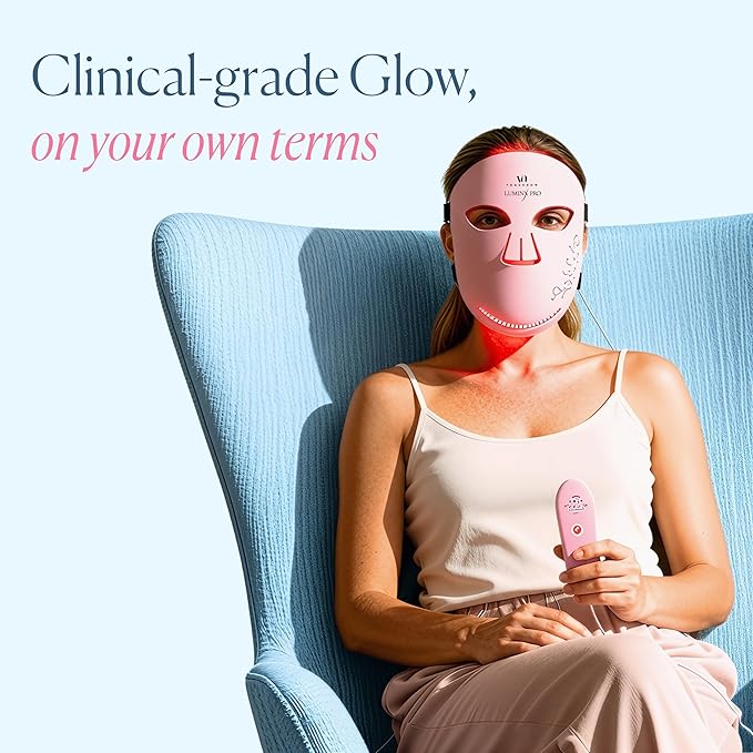 VogueNow LED Light Therapy Mask - FDA-Cleared Device for Wrinkles & Acne - Red Light Therapy for Face - Chin & Lip Coverage - Red Blue & Near Infrared Facial Skincare Device, Christmas Gifts for Women