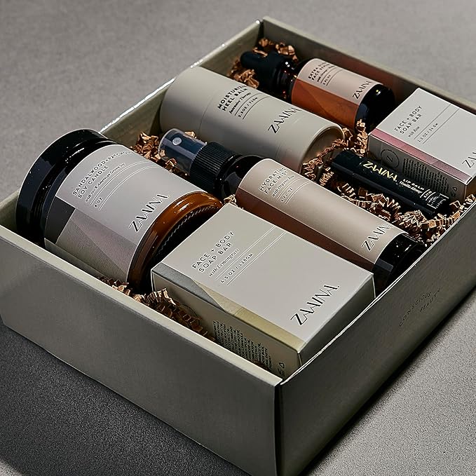 ZAAINA Spa Gift Basket for Women – Luxury Self Care Kit with Face Mist, Glow Serum, Soaps, Lip Balm & Candle – Natural Pampering Care Package for Women – Birthday & Relaxation Spa Basket (Premium Set)