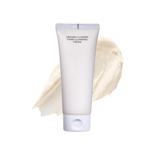 Whamisa Organic Flowers Foam Cleansing Cream, Foaming Face Wash, Postbiotic-Rich Formula for Gentle Wash, Rich Bubble Pore Care, Fermented Complex, 3 Day Aging, Hydrating (150ml)