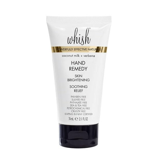 Whish Coconut Hand Remedy - Coconut Milk & Verbena, Organic Hand Cream with Glycolic Acid for Dry, Aging Hands, Exfoliating & Brightening, 2.5 Fl Oz