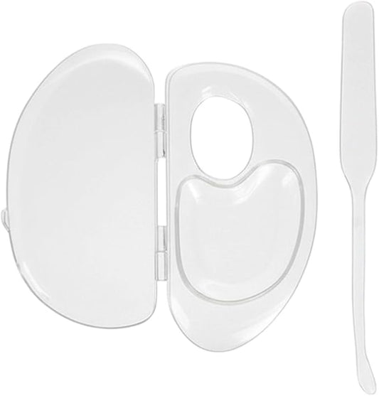 1 Set Transparent Makeup Mixing Palette with Spatula Portable Cosmetic Mixing Tray Acrylic Paint Palette for Foundations, Lipsticks, Eyeshadows