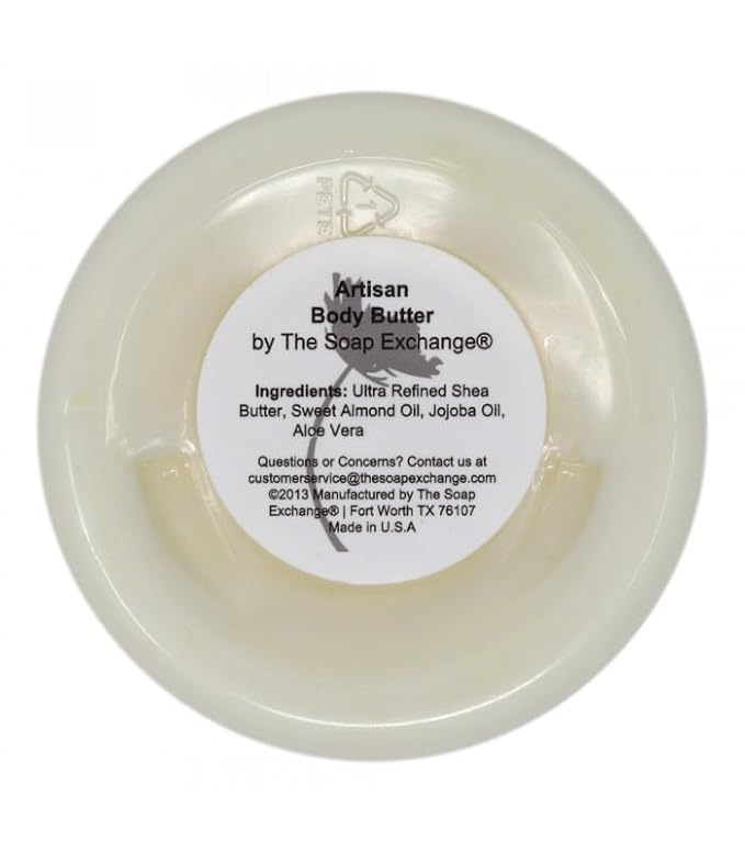 The Soap Exchange Body Butter - Unscented Fragrance Free - Hand Crafted 4 fl oz / 120 ml Natural Artisan Skin Care, Shea Butter, Aloe Vera, Nourish, Moisturize, & Protect. Made in the USA.
