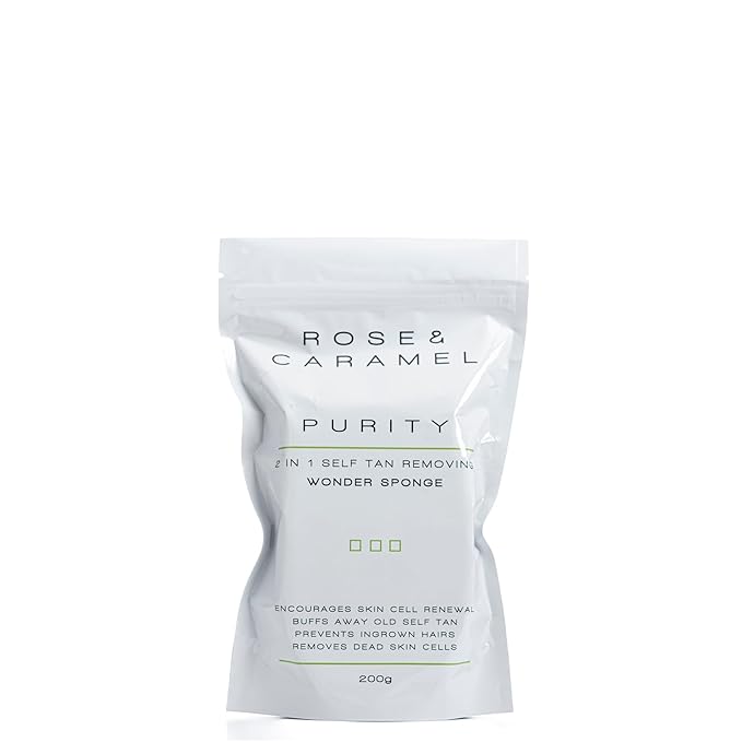 Rose & Caramel Purity Buff Away, Tan Erasing Soap Sponge. Mango Scent, Rapid Removal, Best Fake Tan Remover. Exfoliating Body Scrub, Bath & Shower Body Scrub Exfoliating Sponge (200g)