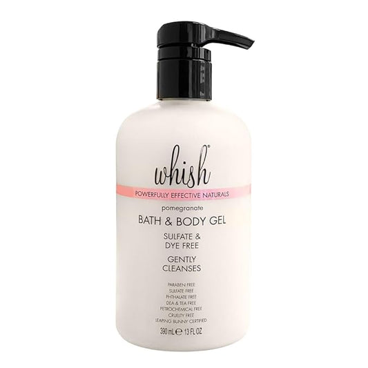 Whish Beauty Pomegranate Body Wash - Moisturizing Bath & Body Gel for Women - Gentle on Sensitive Skin with Shea Butter & Aloe - Sulfate & Paraben Free - 13 fl oz