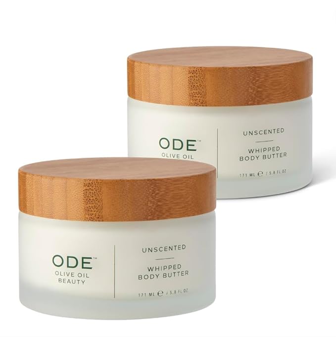 McEvoy Ranch Unscented Whipped Body Butter (2-pack) by ODE Olive Oil Beauty, Nourishing EVOO, Eriched with Organic Shea and Cocoa Butters, Brighten and Firm Skin