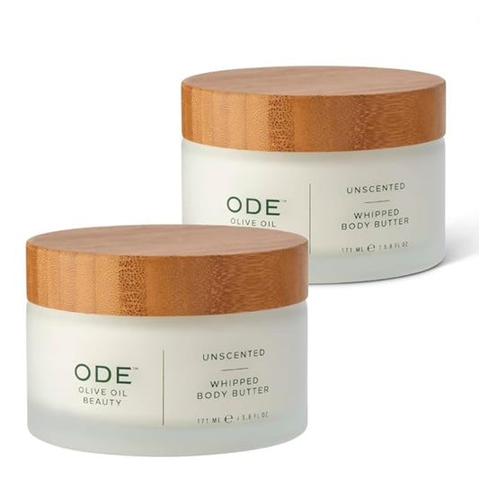 McEvoy Ranch Unscented Whipped Body Butter (2-pack) by ODE Olive Oil Beauty, Nourishing EVOO, Eriched with Organic Shea and Cocoa Butters, Brighten and Firm Skin