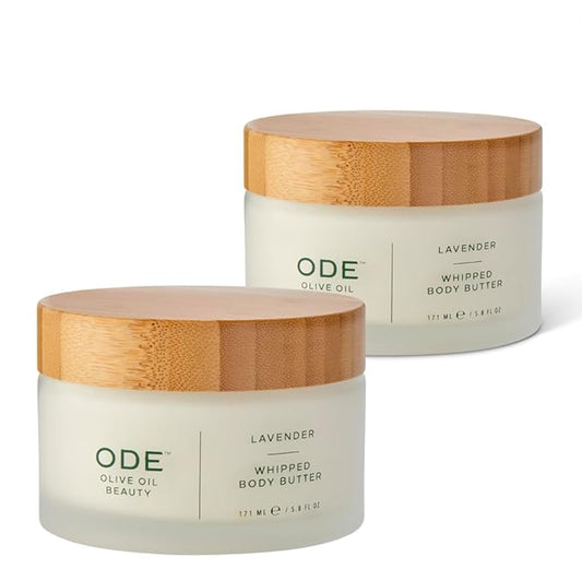 McEvoy Ranch Lavender Whipped Body Butter (2-pack) by ODE Olive Oil Beauty, Nourishing EVOO, Eriched with Organic Shea and Cocoa Butters, Brighten and Firm Skin