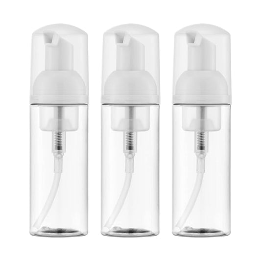 2oz Foam Pump Bottle (3PCS) Empty Travel Foaming Dispenser for Hand Soap, Lash Cleanser, Shampoo (60ml, Clear