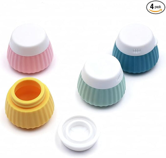 Cute Travel Containers for Toiletries – Macaron Color Silicone Cream Jars, TSA Approved Travel Size Cosmetic Jars with Leak-proof Lids, Refillable Small Containers for Face & Body Cream (4 Pack)