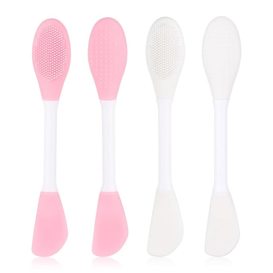 4Pcs Silicone Face Mask Applicator, Double-End Mask Brush, Facial Cleansing Brushes with Bristles for Facial Mud, Skincare Cream, Lotion, Gel, Cosmetic Foundation