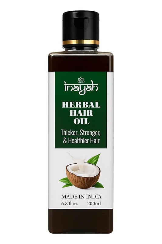 Inayah Ayurvedic Hair Oil for Hair Growth - 200ml | With Coconut Oil, Bhringraj, Amla, Hibiscus & 30+ Natural Herbs | Anti Hair Fall | Hair Regrowth Oil | No Fillers & Paraben Free