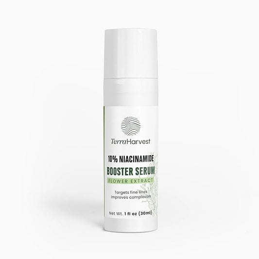 10% Niacinamide Serum Booster – Pore Minimizer & Skin Brightening Formula with Sodium Hyaluronate & Chamomile Extract – Hydrating & Balancing Face Serum for Radiant, Even-Toned Skin – 1 fl oz