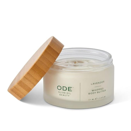 McEvoy Ranch Whipped Body Butter | ODE Olive Oil Beauty | 5.8 FL OZ | Crafted with Organic EVOO, Hyaluronic Acid, Organic Shea & Cocoa Butters | Nourishing, Brightening, Firming (Lavender)
