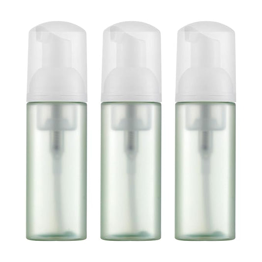 2oz Foam Bottle (3PCS) Empty Foaming Pump Dispenser for Hand Soap, Lash Cleanser, Shampoo to Travel (60ml, White&Green)