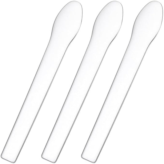 3pcs Mini Metal Makeup Spatula, Silver Reusable Cosmetic Cream Spatulas Spoon, Skincare Scoop Applicator Facial Massage Beauty Tools for Mixing and Sampling Face Eye Cream- 2.73"×0.43"