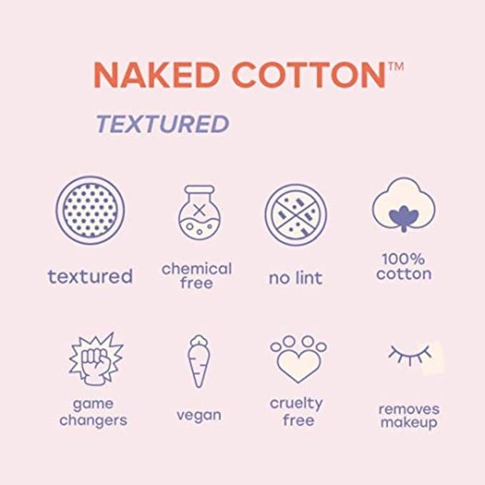 White Rabbit – Naked Cotton Textured – Unbleached Perforated Cotton Pads for Toner, Makeup Removal & Masks | Lint-Free, Exfoliating, Natural & Cruelty-Free | Korean Skin Care Product (100 Count)