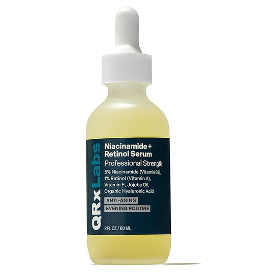 QRxLabs 5% Niacinamide Serum with 1% Retinol & Alpha Arbutin - Anti-Aging Retinol Serum for Face - Pore Minimizer - Dark Spot Remover for Face & Skin Brightening - 2 Fl Oz