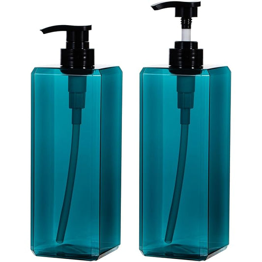 Yebeauty Pump Bottle Dispenser, 33.8oz 1000ml Refillable Shower Pump Bottles Empty Plastic Lotion Hand Soap Dispenser Liquid Container for Shampoo Body Wash Kitchen Bathroom, 2 Pack Sea Blue