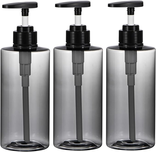Yebeauty 3 Pack 17oz/500ml Hand Soap Dispenser Stylish Pump Bottle Dispenser Refillable Press Containers Shampoo and Conditioner Bottles for Body Soap Hand Soap, Clear Black