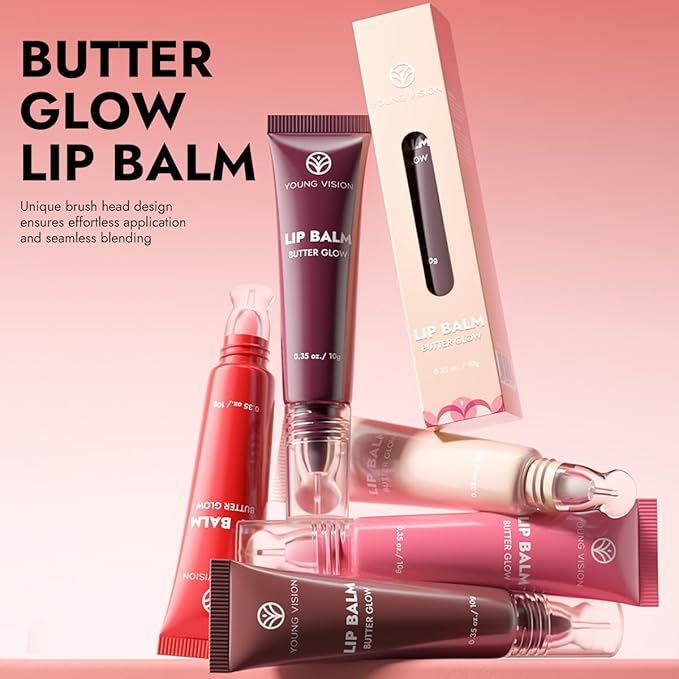 YOUNG VISION Glossy Lip Gloss Hydrating Butter Lip Plumper, Moisturizing Non-stick High Shine Natural Plumping Tinted Lip Gloss Oil for Women with Shine, Korean-Style Lip Gloss Set Bulk