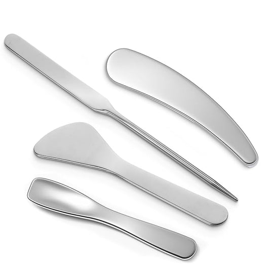 4PCS Makeup Spatula Mini Metal Cosmetic Spatula Korean Skincare Spatulas Stainless Steel Cream Spatulas Multi-functional Beauty Spatulaes Tiny Facial Beauty Accessories for Makeup Care Tools