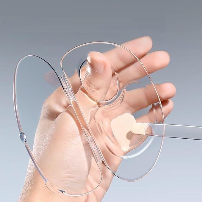 1 Set Transparent Makeup Mixing Palette with Spatula Portable Cosmetic Mixing Tray Acrylic Paint Palette for Foundations, Lipsticks, Eyeshadows