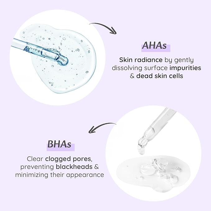 WildOak 7% AHA BHA Peeling Face Serum | 1% Fruit AHA | Skin Exfoliation, Pore Cleansing & Anti-Aging | Great for beginners | 1.01 fl oz