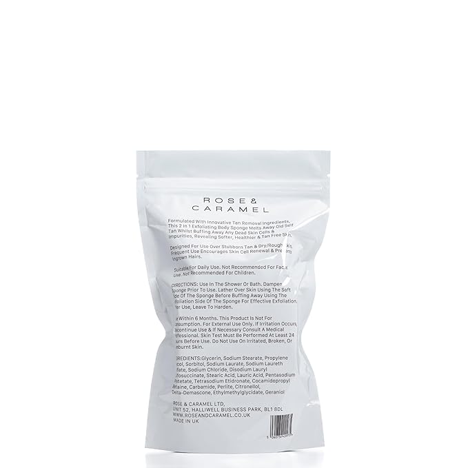 Rose & Caramel Purity Buff Away, Tan Erasing Soap Sponge. Mango Scent, Rapid Removal, Best Fake Tan Remover. Exfoliating Body Scrub, Bath & Shower Body Scrub Exfoliating Sponge (200g)