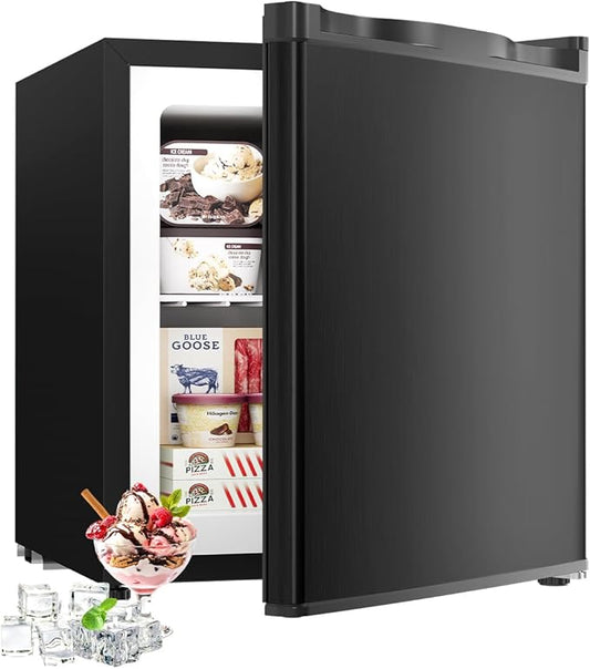 1.1 Cu.ft Mini Freezer - Compact Upright Freezer with 7 Adjustable Thermostat, Removable Shelf, Reversible Single Door, 360°Uniform Cooling Small freezer for Home Office Apartment Dorm, Black