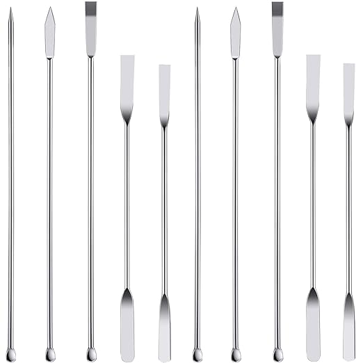 10 Pieces Stainless Steel Lab Spatula Micro Sampling Scoop Double Ended Mixing Spoon Laboratory Measuring Spoon for Powders Gel Cap Filler