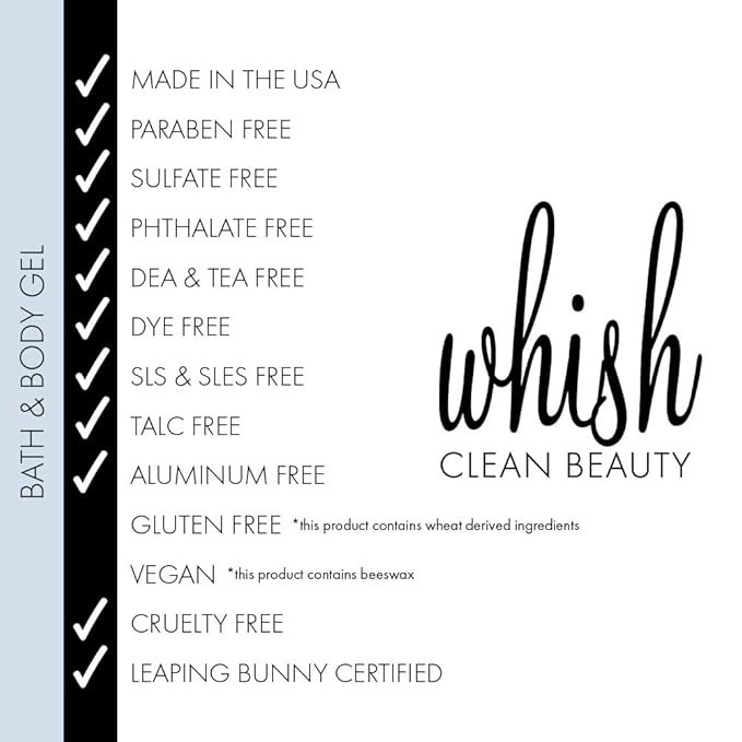Whish Beauty Bath & Body Gel - Moisturizing Body Wash for Women - Gentle On Sensitive Skin - Shower Gel infused with Shea Butter & Aloe - Sulfate & Paraben Free - Lemongrass - 13 fl oz