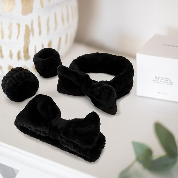 WHAVEL 6PCS Spa Headband and Wristbands Set, Face Wash Headband Wrist Bands for Washing Face Makeup Skincare Hair Band Skin Care Accessories Tools