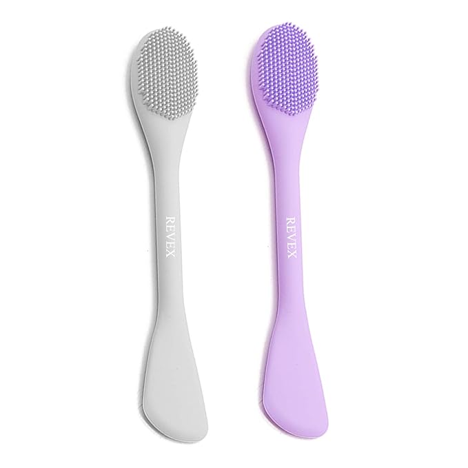 REVEX Silicone Face Mask Applicator,Face Scrubber,Lymphatic Drainage Massager,2Pcs Pore Cleaning Brush for Blackhead Remover,Lymphatic Contour Face Brush for Lymphatic Drainage.(PurPle+Gray)