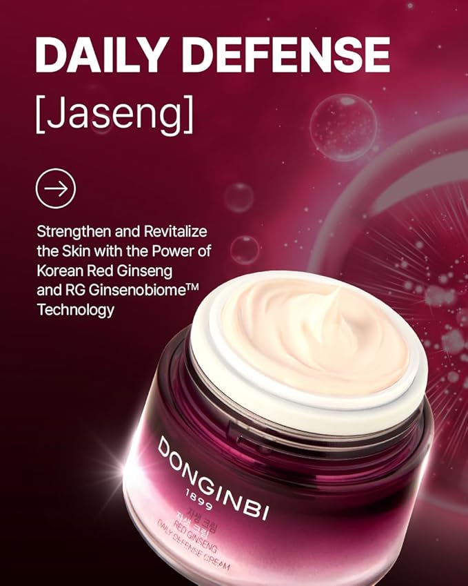 Donginbi Red Ginseng Daily Defense Cream - Firming Cream for Loose Surface, Face Moisturizer for Skin Barrier Repair, Korean Red Ginseng, Skin Care Gifts for Women, 0.8 floz / 25 ml