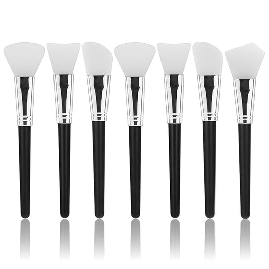 7 Pieces Silicone Face Mask Applicator, Face Mask Brush Silicone Brush for Faces Soft and Flexible Applicator Brushes Facial Masks Spatula Beauty Tool Brushes for Mud Clay Body Lotion Cream (Black)