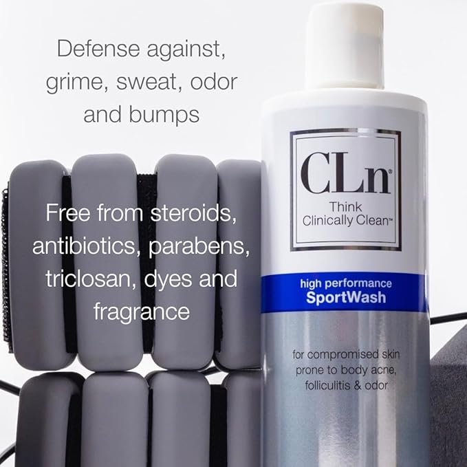 CLn® SportWash – High-Performance Sport Body Wash, For Men & Women Prone to Body Odor, Foot Odor, Ringworm, Folliculitis, & Back Acne, Fragrance-Free & Paraben-Free, 12 fl. oz.