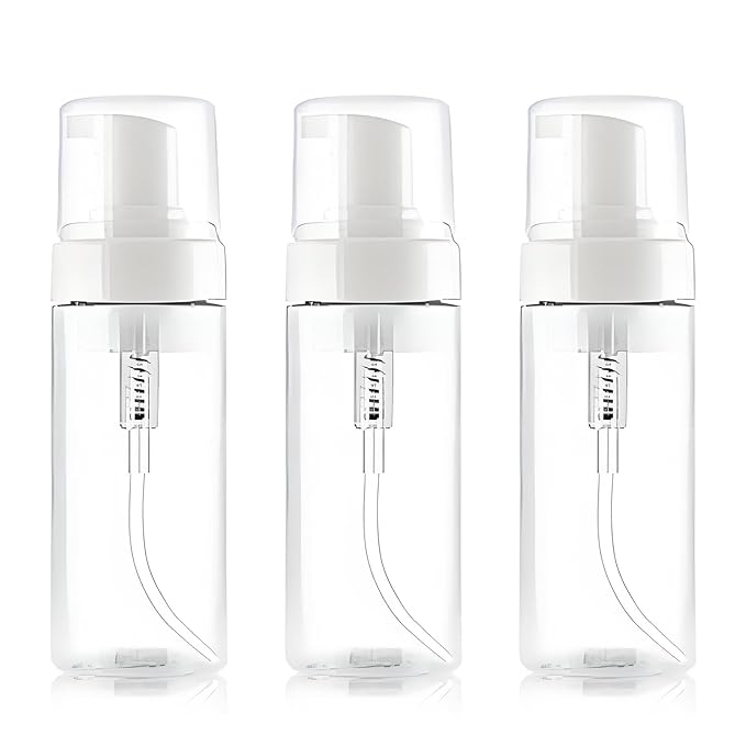 3Pack Foaming Dispenser Pump Bottle 3.5oz, Travel Empty Foaming Soap Dispensers Foam Pump Bottle Clear Plastic Spray Bottles for Travel Hand Soap Shampoo Foaming Castile Cosmetics