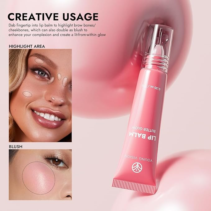 YOUNG VISION Glossy Lip Gloss Hydrating Butter Lip Plumper, Moisturizing Non-stick High Shine Natural Plumping Tinted Lip Gloss Oil for Women with Shine, Korean-Style Lip Gloss Set Bulk