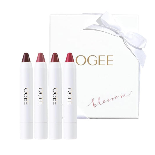 Ogee Tinted Sculpted Lip Oil - Blossom 4 Piece Gift Set - Made with 100% Organic Coconut Oil, Jojoba Oil, and Vitamin E - Best as Lip Balm, Lip Color or Lip Treatment