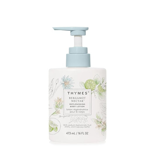 Thymes Large Replenishing Body Lotion - Moisturizing Body Lotion for Dry Skin - Scented with Notes of Bergamot, Lemon, Orange Flower, Lotus & Sandalwood (Bergamot Nectar, 16 fl oz)