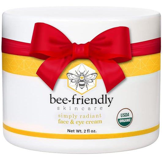 BeeFriendly Organic Face and Eye Cream, USDA Certified Organic Facial Moisturizer, All In One Natural Face, Eye, Neck, Decollete Cream Reduces Wrinkles & Lines, 2 oz
