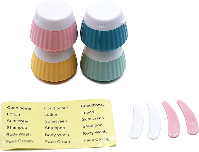 Cute Travel Containers for Toiletries – Macaron Color Silicone Cream Jars, TSA Approved Travel Size Cosmetic Jars with Leak-proof Lids, Refillable Small Containers for Face & Body Cream (4 Pack)