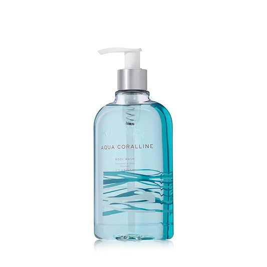 Thymes Moisturizing Body Wash with Pump - Body Soap - Bath Products - Skin Care - Liquid Soap with Notes of Water Lily, White Cyclamen, Driftwood, Yuzu, & Bamboo (Aqua Coralline, 9.25 fl oz)