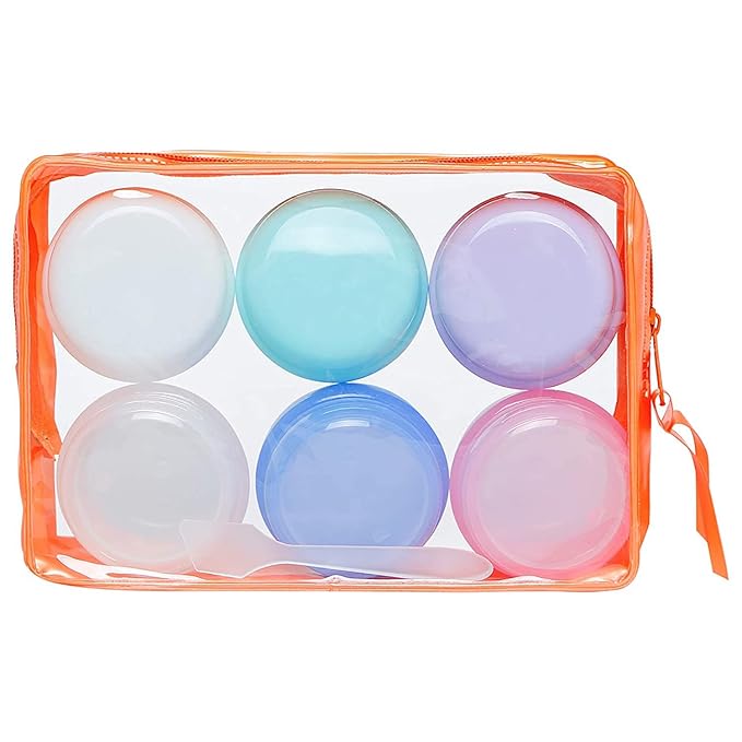 Travel Accessories Toiletry Containers, 1 oz Plastic Little Jars for Creams, Compact Travel Size Containers with Leak proof Lids for Face Hand Body Cream (6 Pieces)